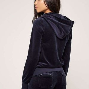 Juicy Couture Classic Velour Hoodie in Navy Blue